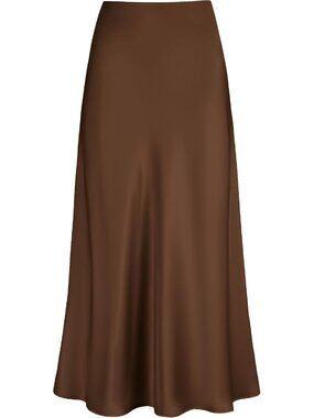 Women's Satin High Waisted Maxi Skirts A Line Silk Long Skirt